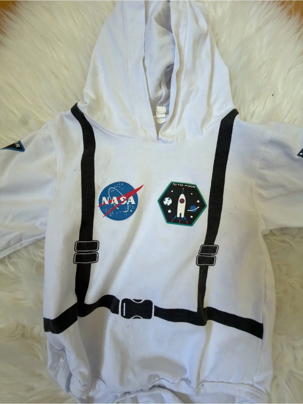 White & Black Kids' Astronaut Hoodie Bodysuit Set